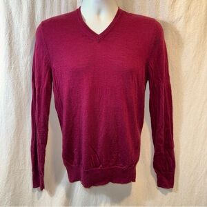 Gently Used Men’s Calvin Klein Raspberry Merino Wool V-neck Sweater Sz Small